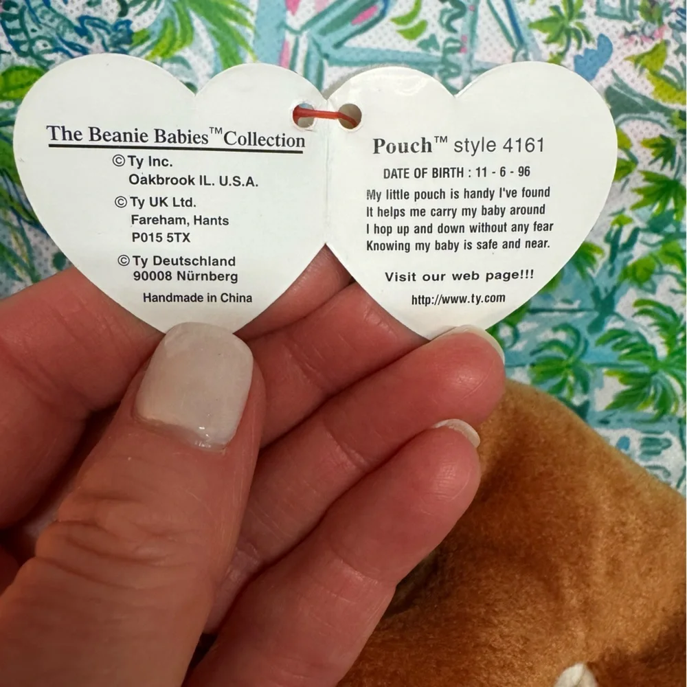 Vintage Ty Beanie Baby Pouch Kangaroo Joey PVC 5th Gen Tags
